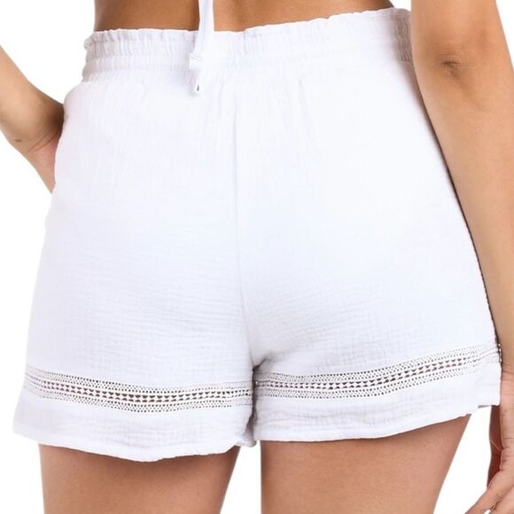 La Blanca Seaside Beach Shorts High Waist White Shorts with Lace Trim, Size S? - Picture 2 of 10